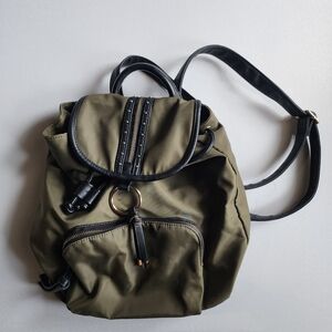 Olive Green Backpack with Black Accents